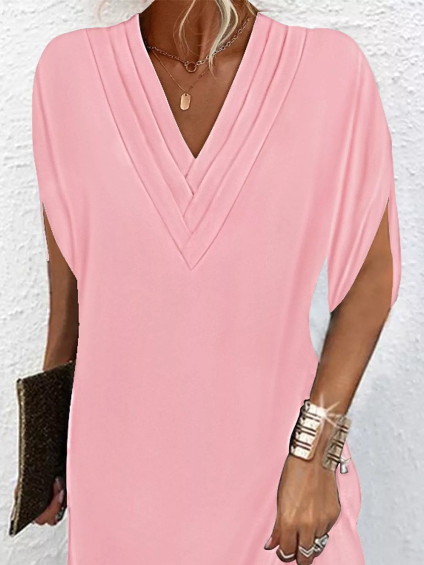 V-Neck Slit Sleeve Mini Dress - product image 16