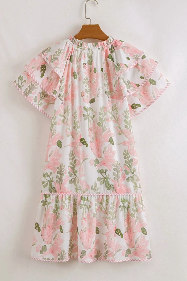 Floral Contrast Edge Layered Short Sleeve Mini Dress - product image 10