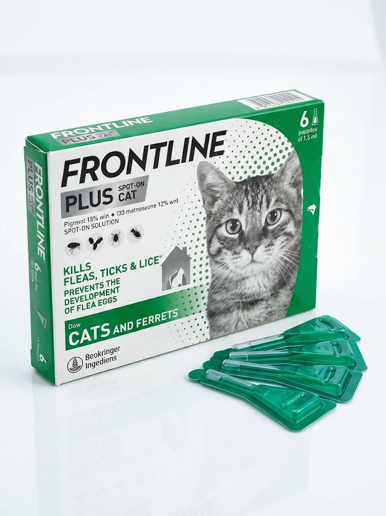 Frontline Plus Spot-On for Cats & Ferrets – Flea, Tick & Lice Treatment – 6 × 0.5 mL