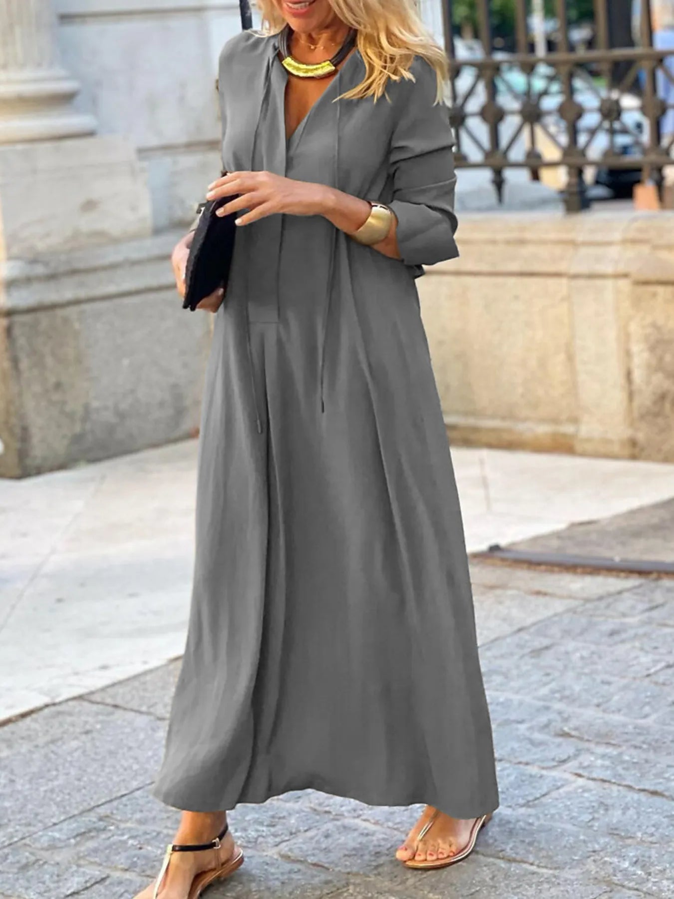 Solid Color Maxi Shirt Dress - product image 13