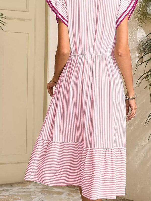 Striped Notched Ruffle Sleeve Dress - product image 18