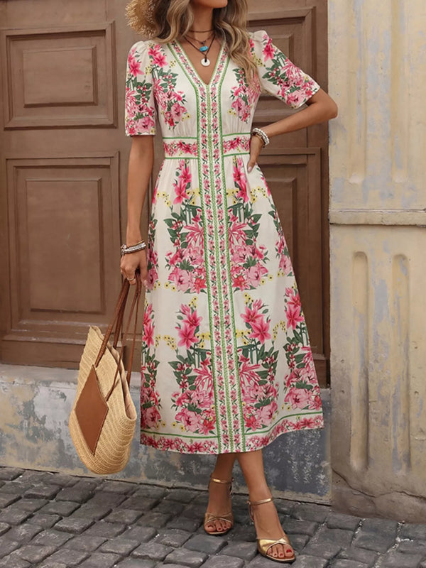 Floral Print V-Neck Midi Dress - product image 4