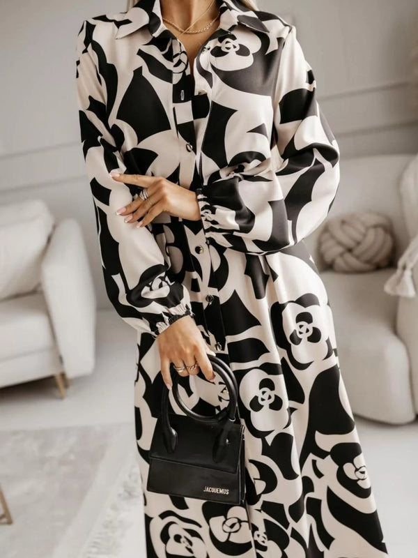 Printed Button Front Maxi Shirt Dress - product image 11