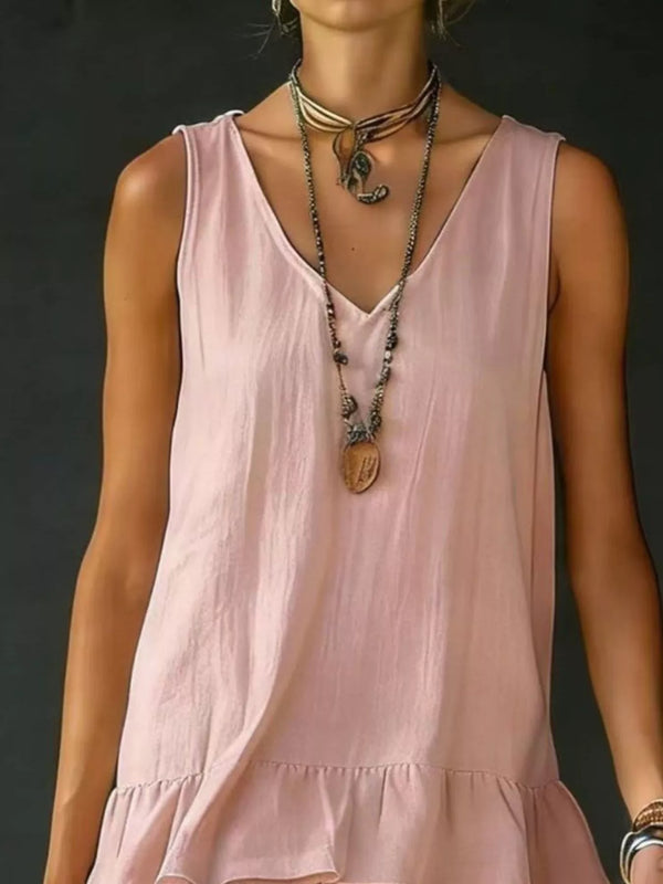 Full Size Ruffled Hem V-Neck Sleeveless Dress Plus Size - product image 14