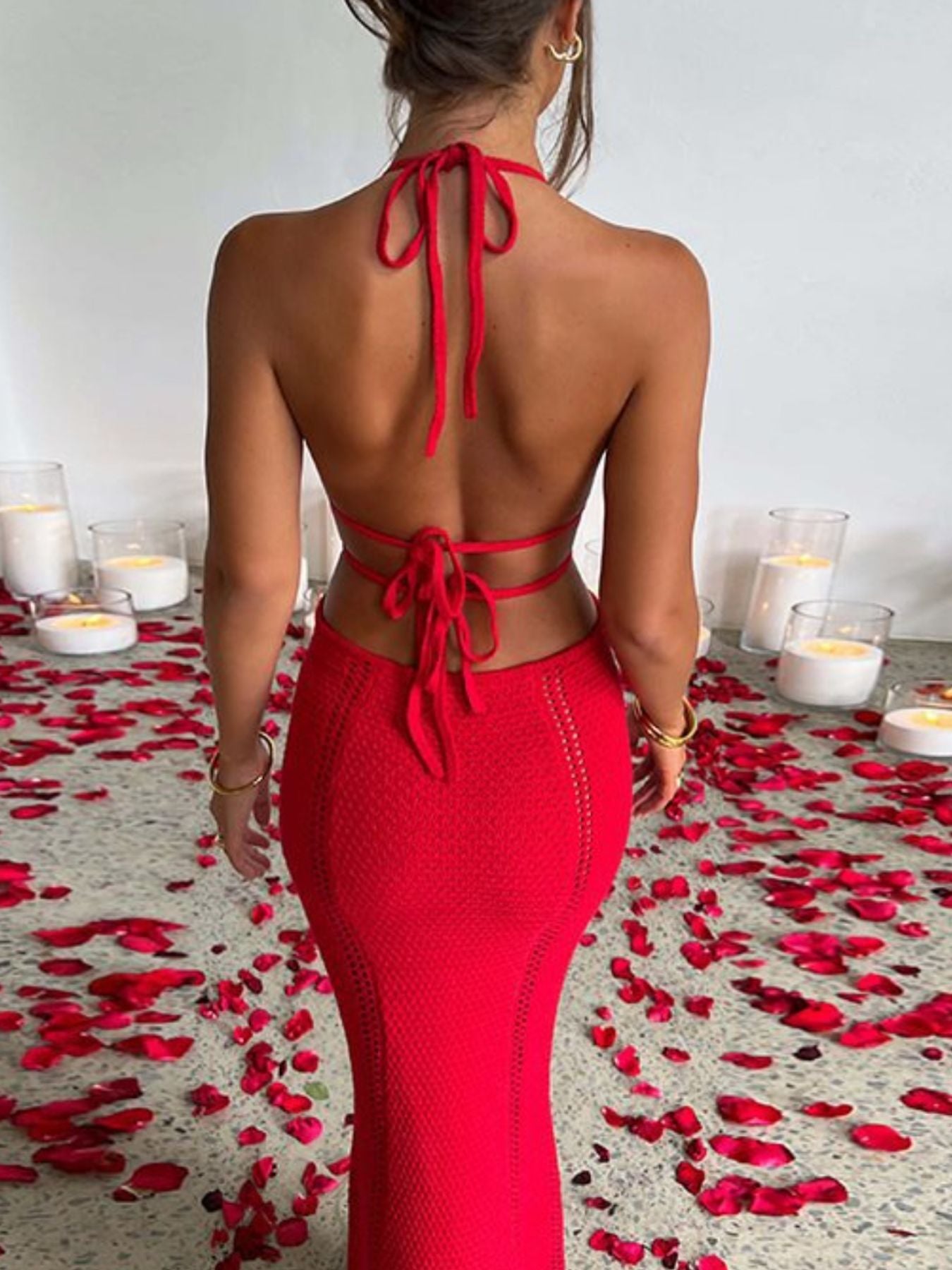 Halter Neck Cutout Knitted Maxi Dress - product image 5