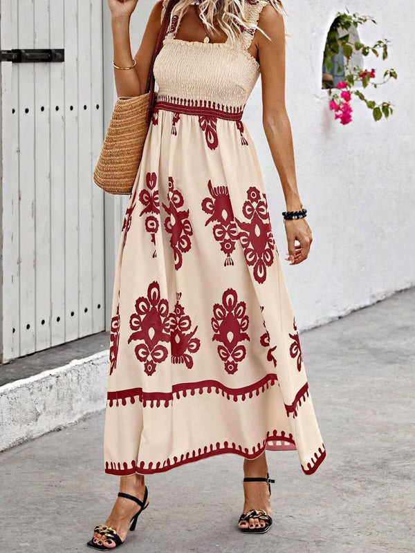 Smocked Printed Wide Strap Maxi Dress - product image 27