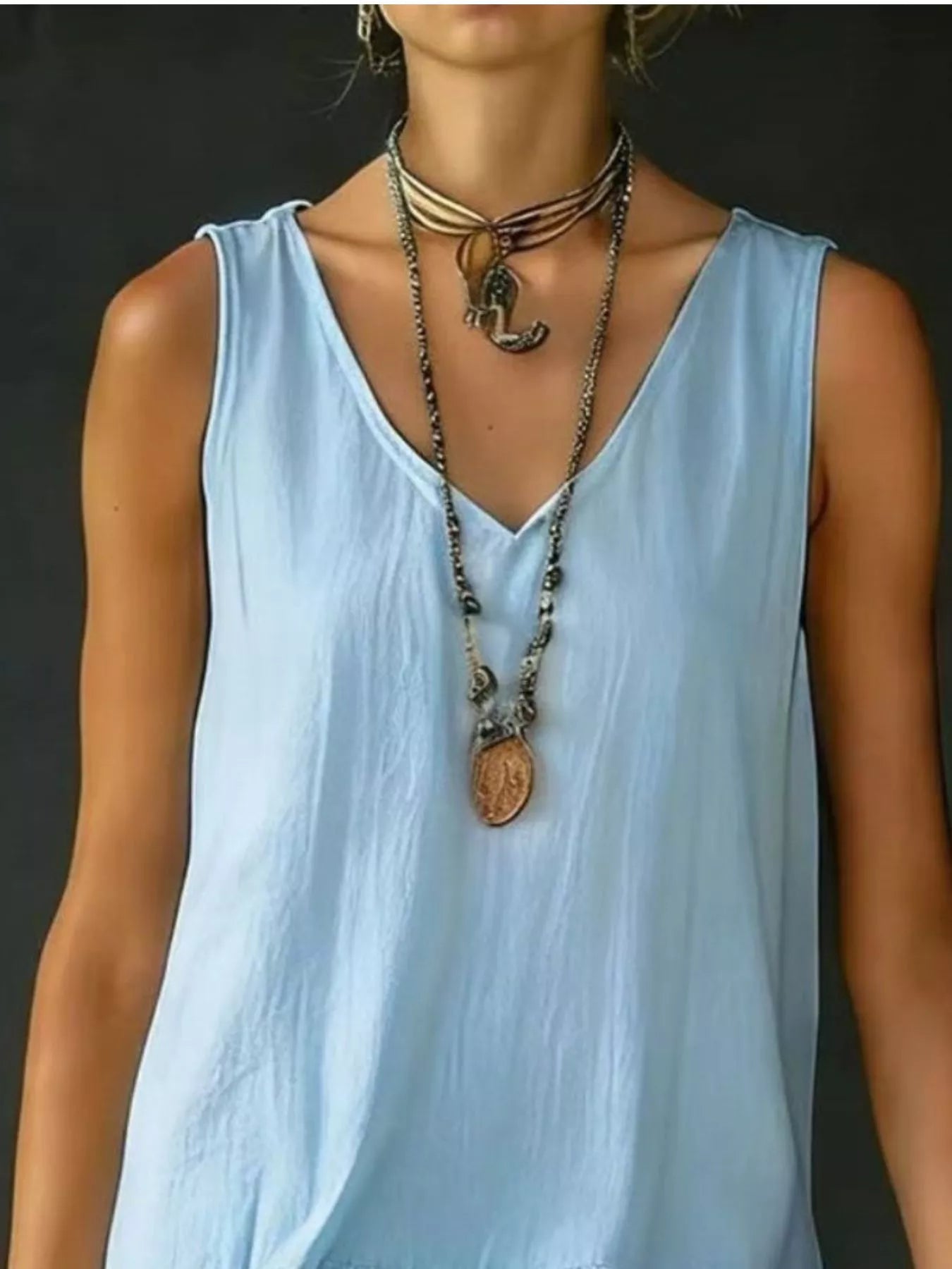 Full Size Ruffled Hem V-Neck Sleeveless Dress Plus Size - product image 3
