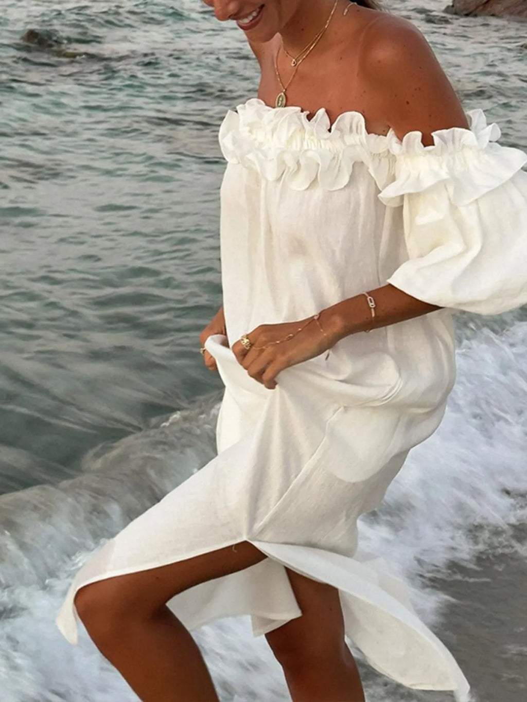 Side Slit Off-Shoulder Dress - product image 4