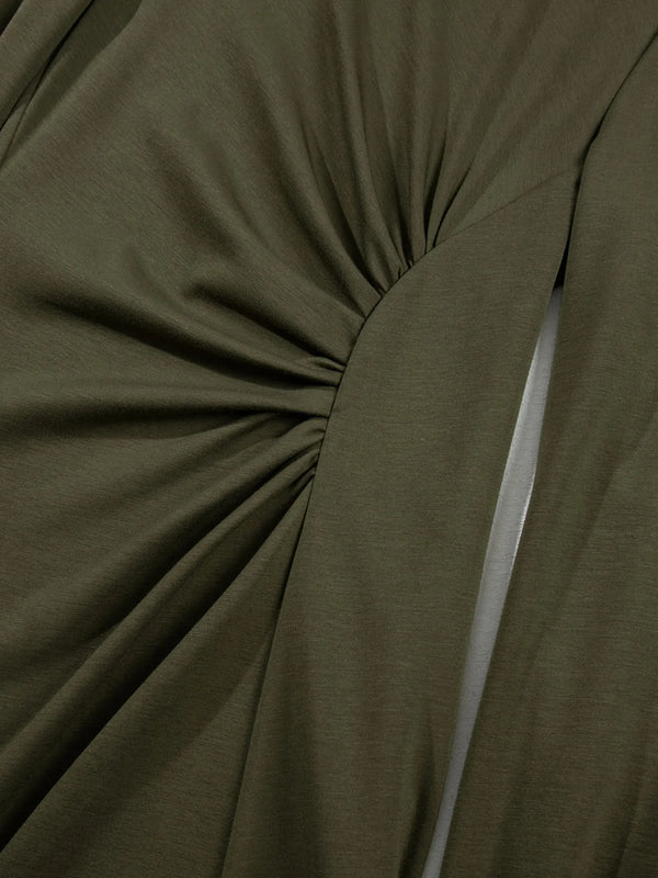 Solid Color Ruched Detail Long Sleeve Midi Dress - product image 9