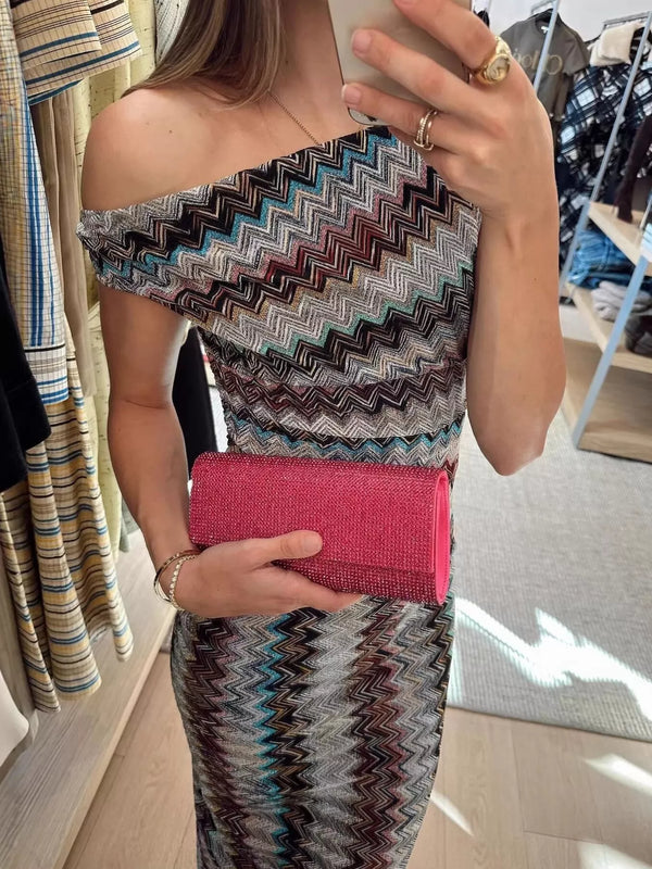 One-Shoulder Zigzag Knit Maxi Dress - product image 3