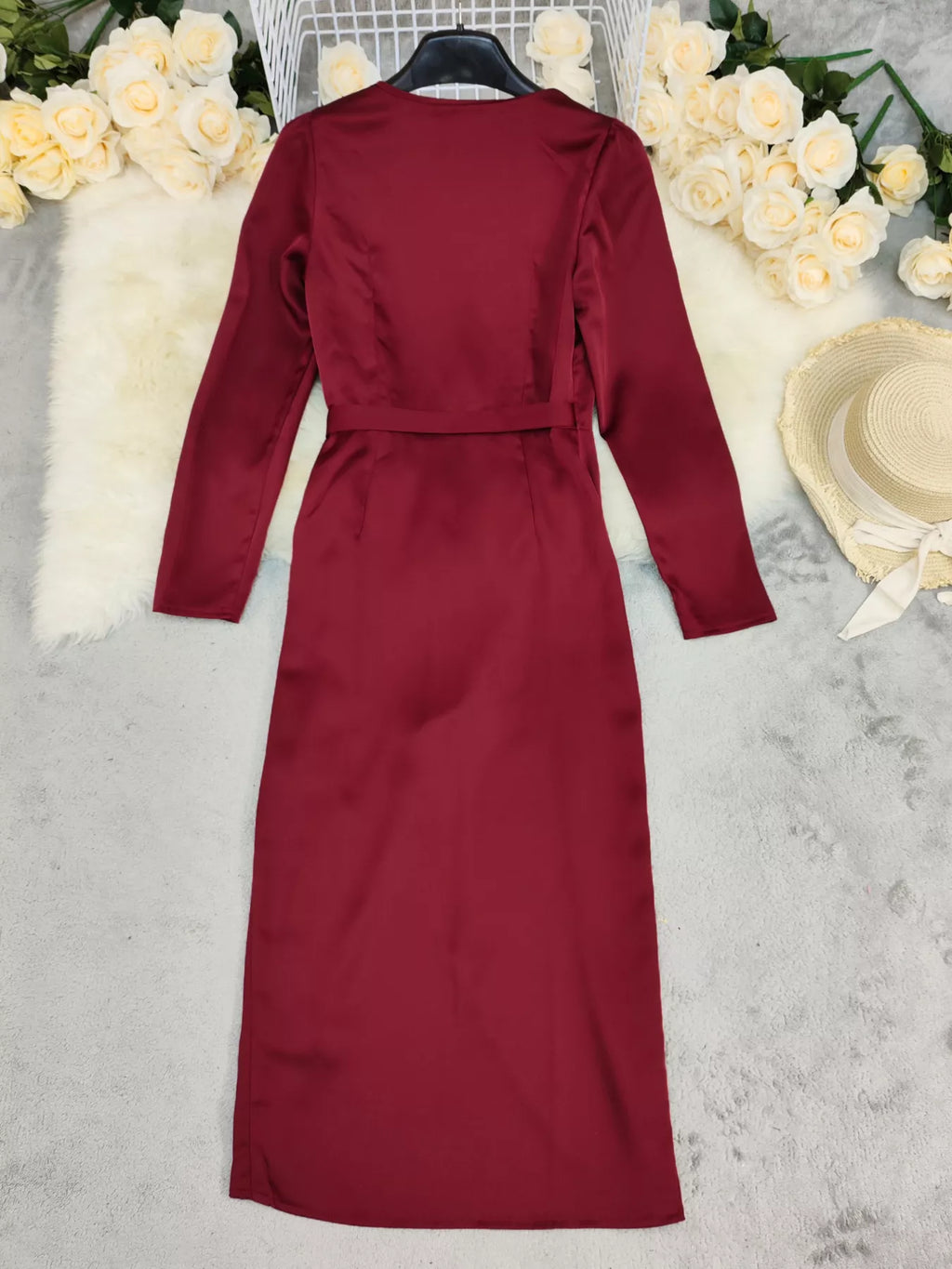 Surplice Satin Long Sleeve Dress - product image 6