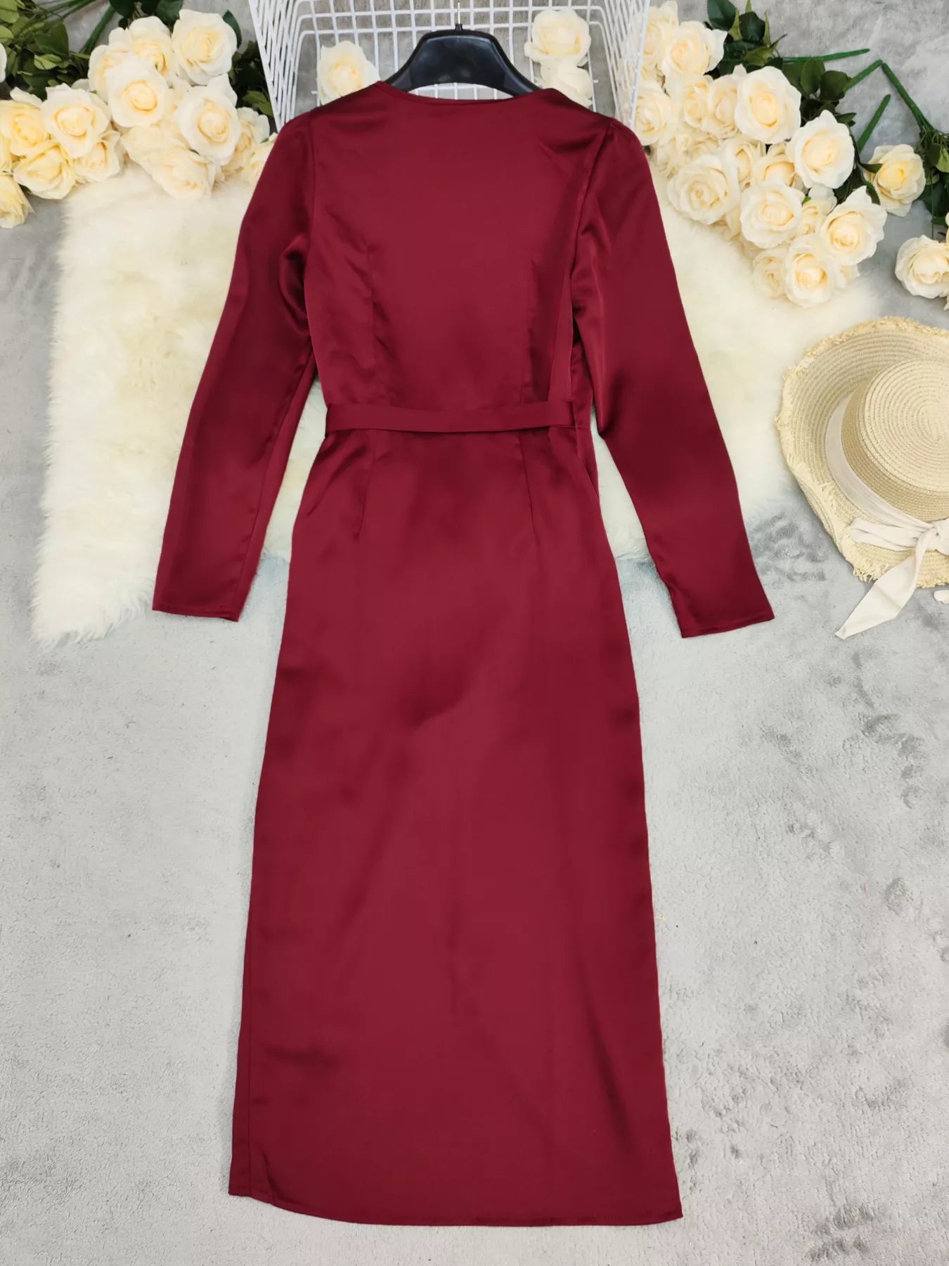 Surplice Satin Long Sleeve Dress - product image 6