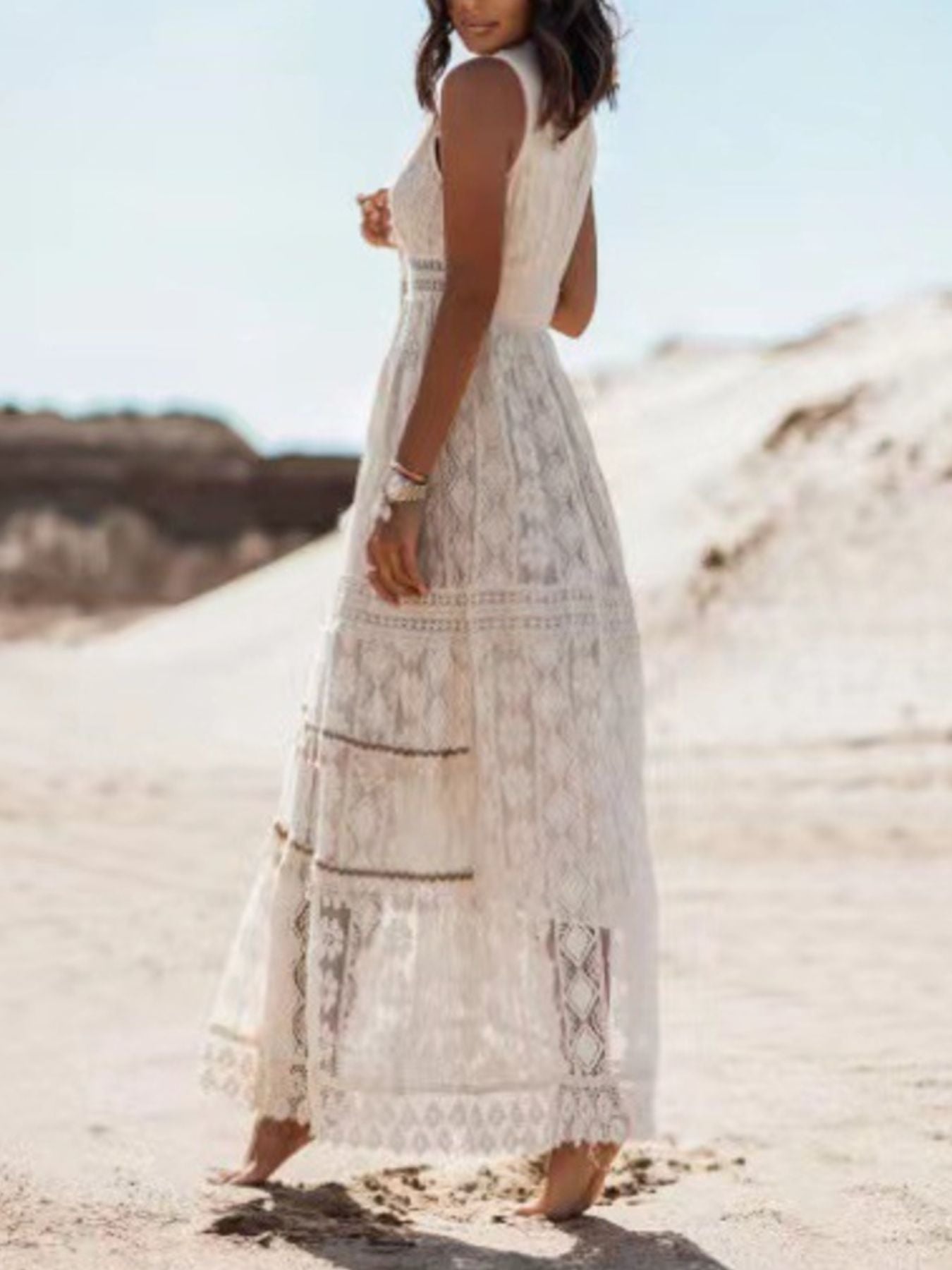 Lace V-Neck Sleeveless Maxi Dress - product image 6