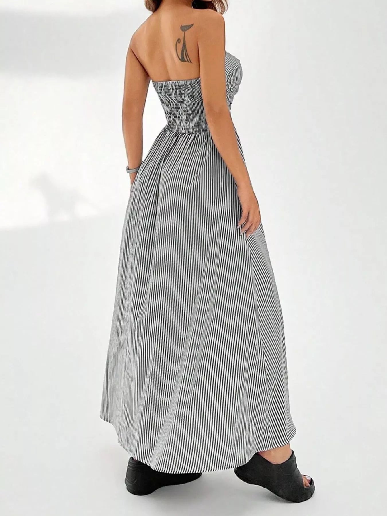 Striped Strapless Casual Maxi Dress view 10 - Shopiebay