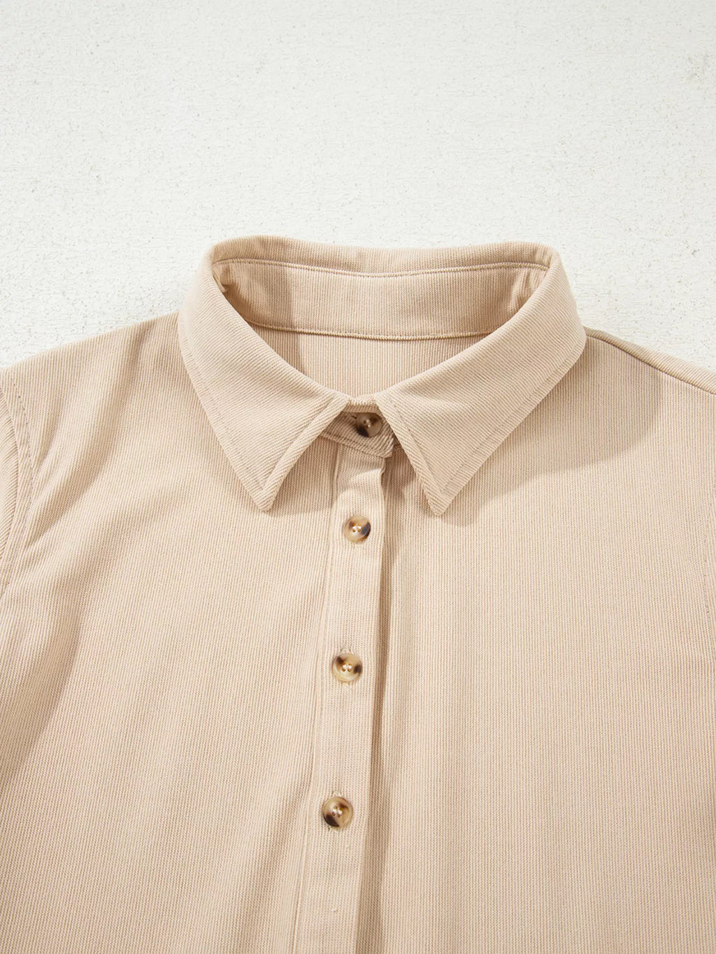Corduroy Half Button Collared Long Sleeve Mini Dress - product image 6