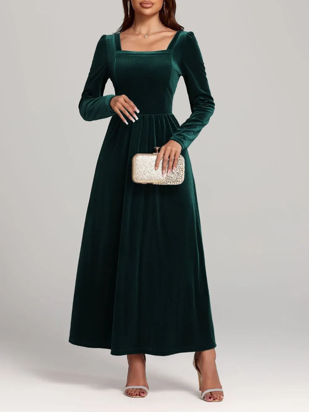 Velvet Square Neck Long Sleeve Dress - product image 8