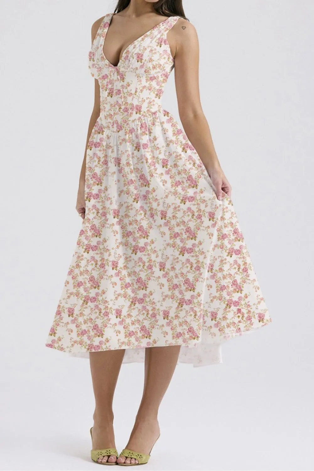 Floral V-Neck Sleeveless Midi Dress with Pockets - product image 5