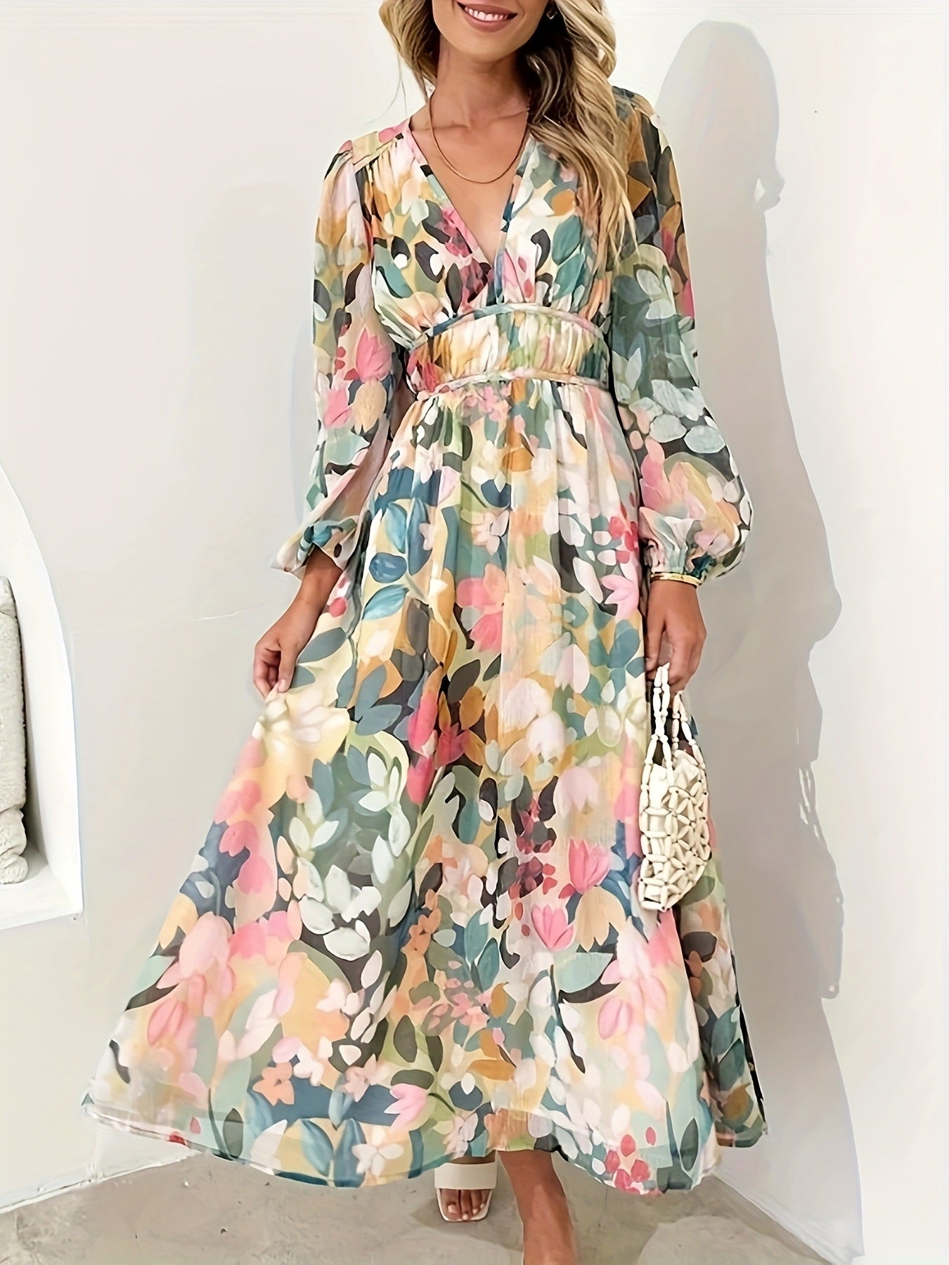 Floral Print Long Sleeve Midi Dress Secondary image