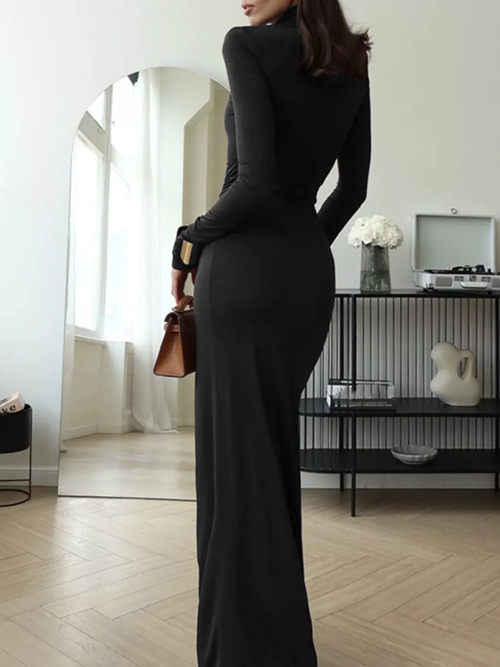 Turtleneck Long Sleeve Slit Maxi Dress - product image 8