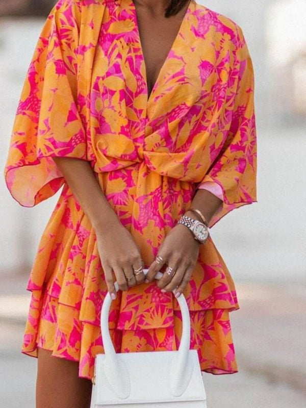 Layered Printed Surplice Mini Dress - product image 3