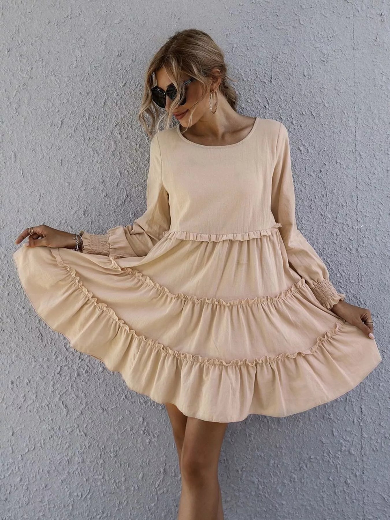 Ruffle Tiered Long Sleeve Mini Dress Main image