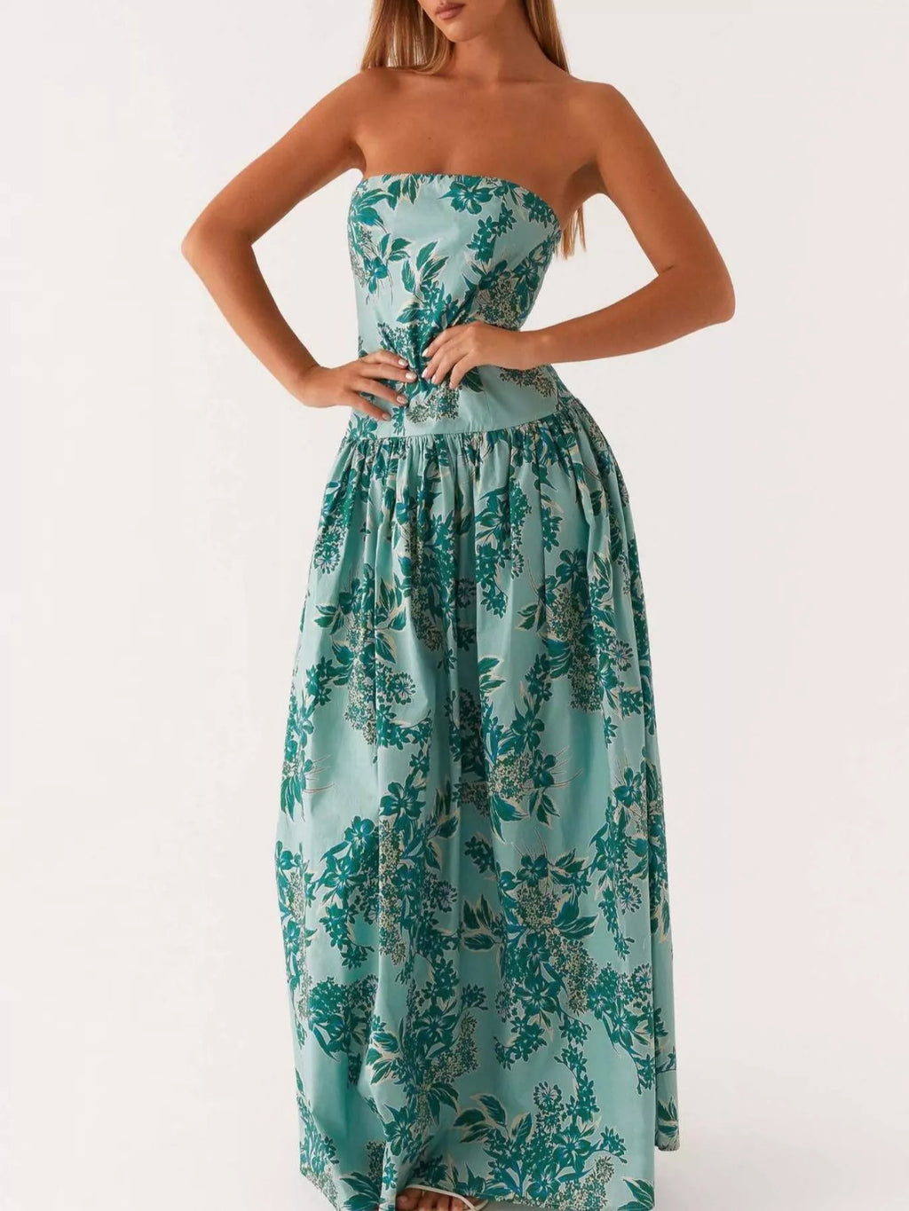 Ruched Printed Tube Maxi Dress - product image 2