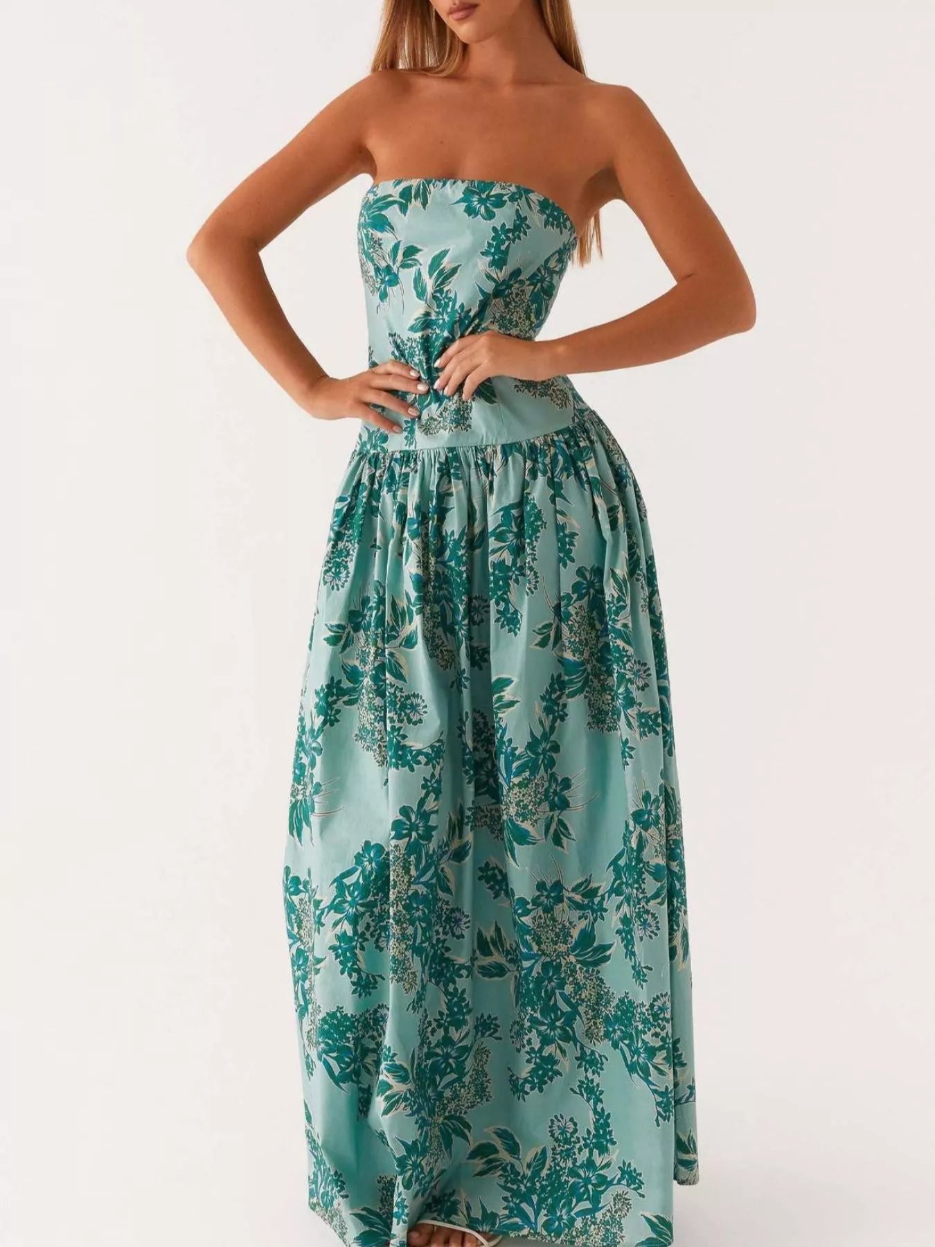 Ruched Printed Tube Maxi Dress - product image 2
