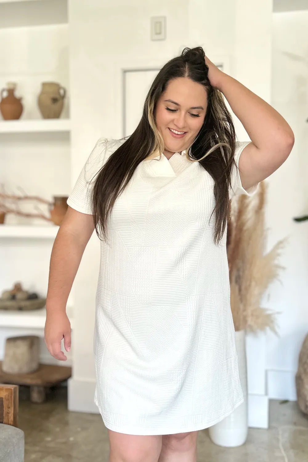 Double Take Texture Short Sleeve Dress - product image 3