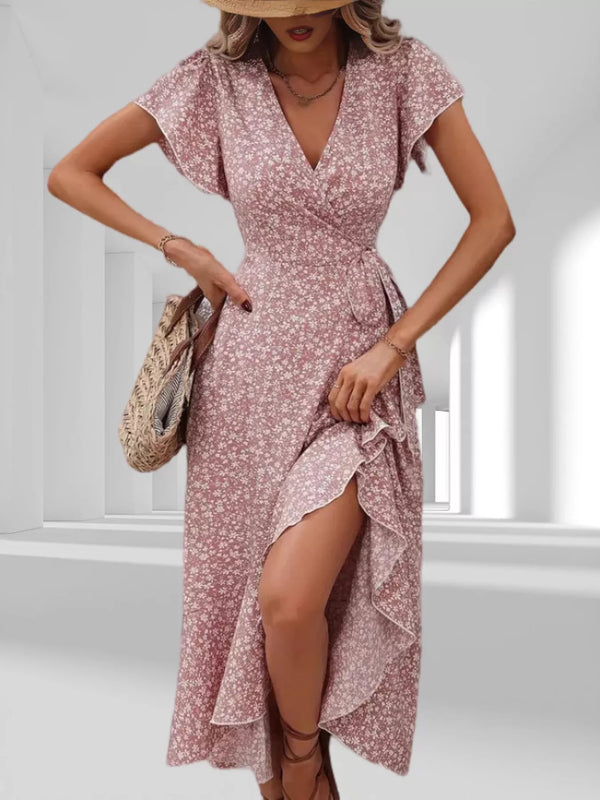 Floral Print Ruffle Hem Wrap Midi Dress - product image 9