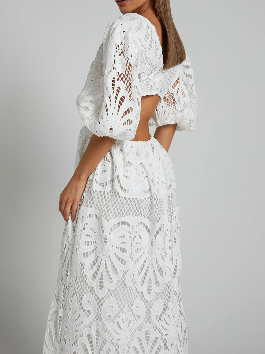 Cutout Back Lace Crochet V-Neck Dress - product image 14