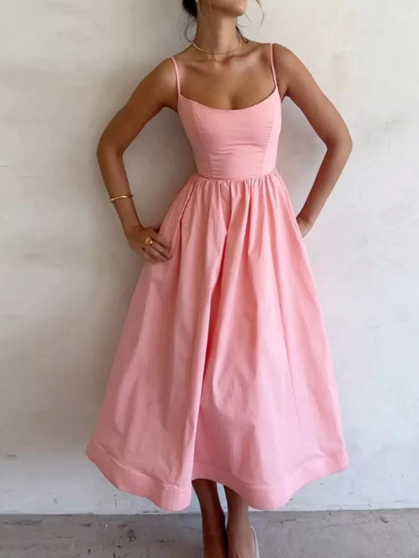 Shopiebay Midi Dress Duo – Adjustable Strap Scoop Neck Midi Dress