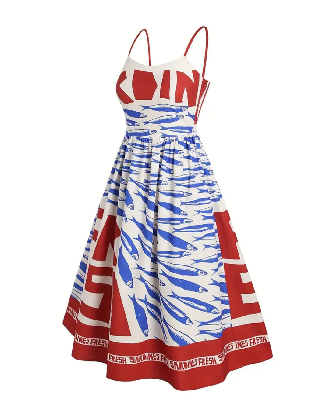 Sardine Print Spaghetti Strap Midi Dress - product image 3