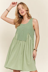 ADORA Decorative Button Sleeveless Babydoll Dress