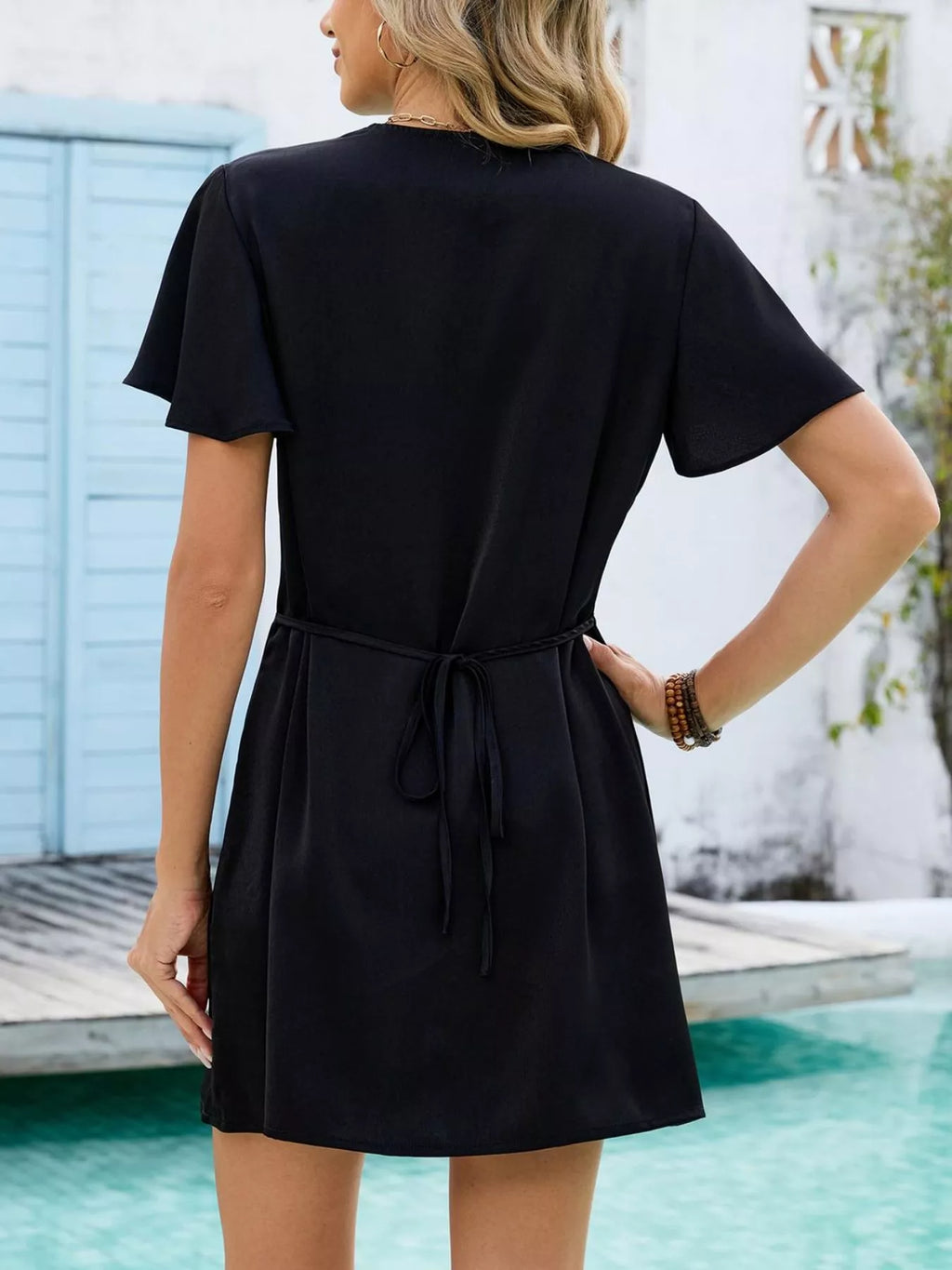 Notched Flutter Sleeve Mini Dress - product image 10