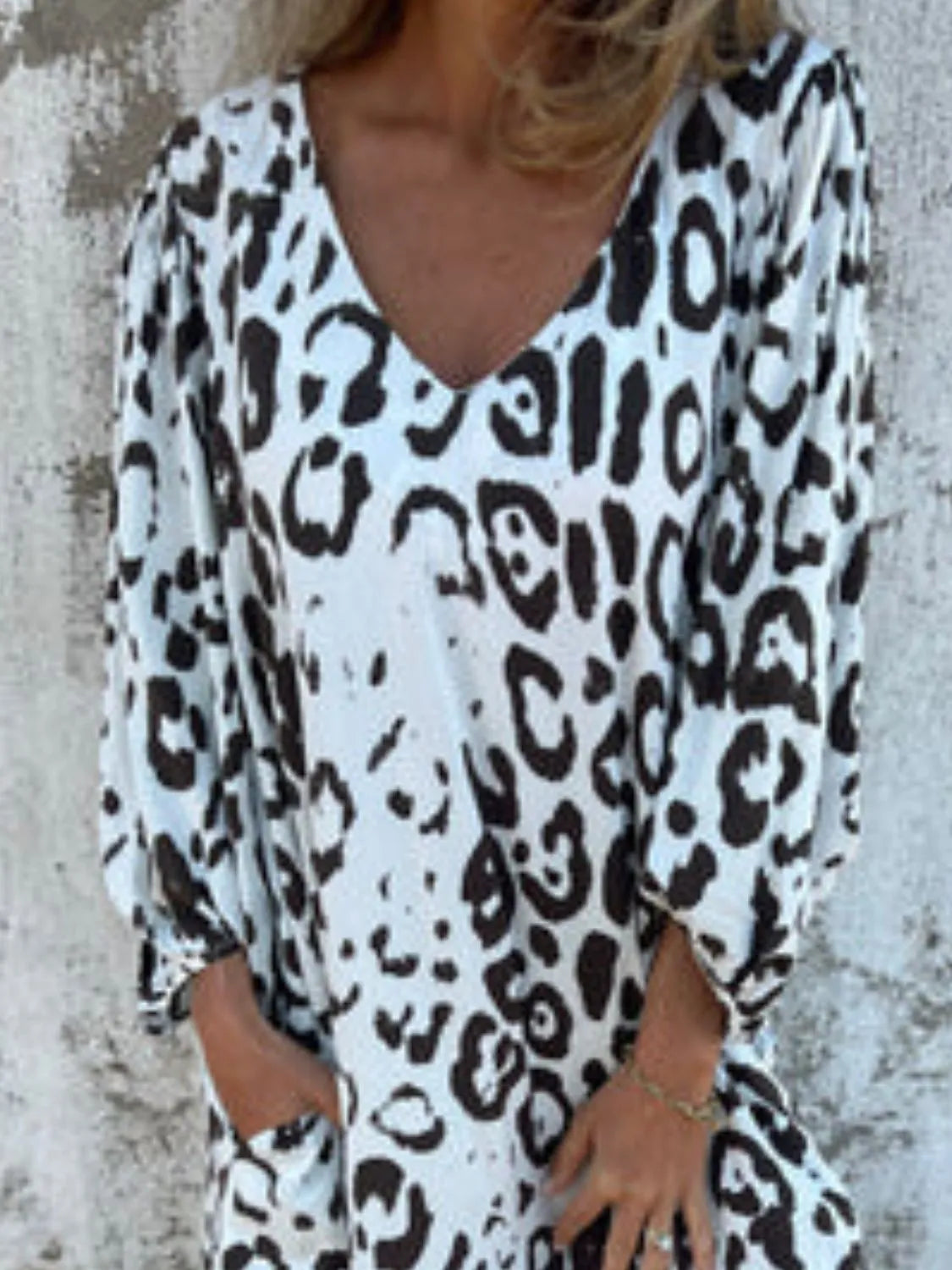 Printed V-Neck Dress with Pockets - product image 18