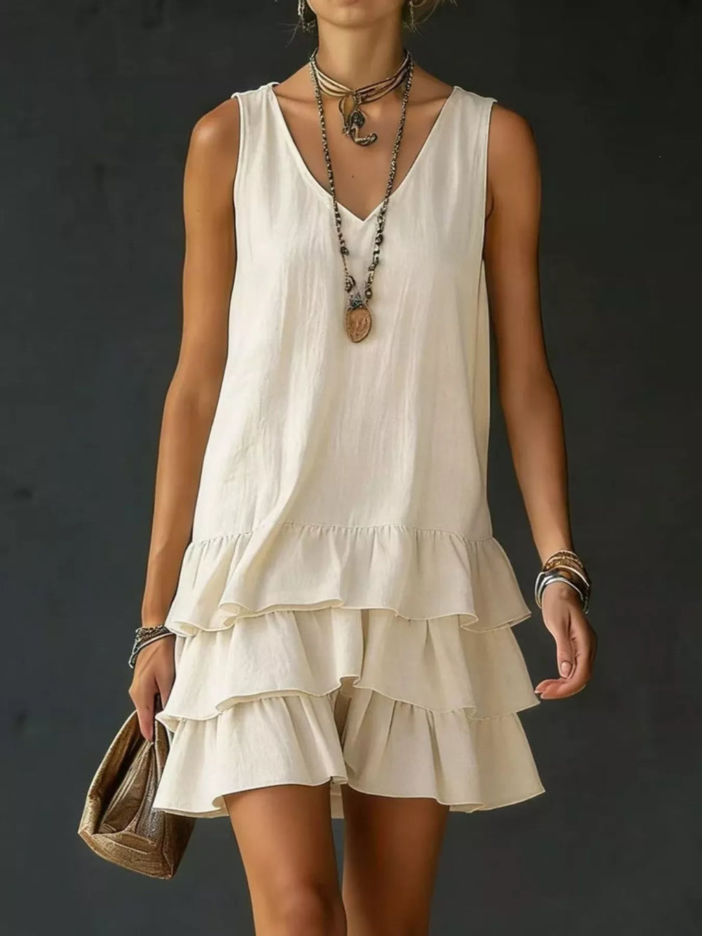 Full Size Ruffled Hem V-Neck Sleeveless Dress Plus Size - product image 10