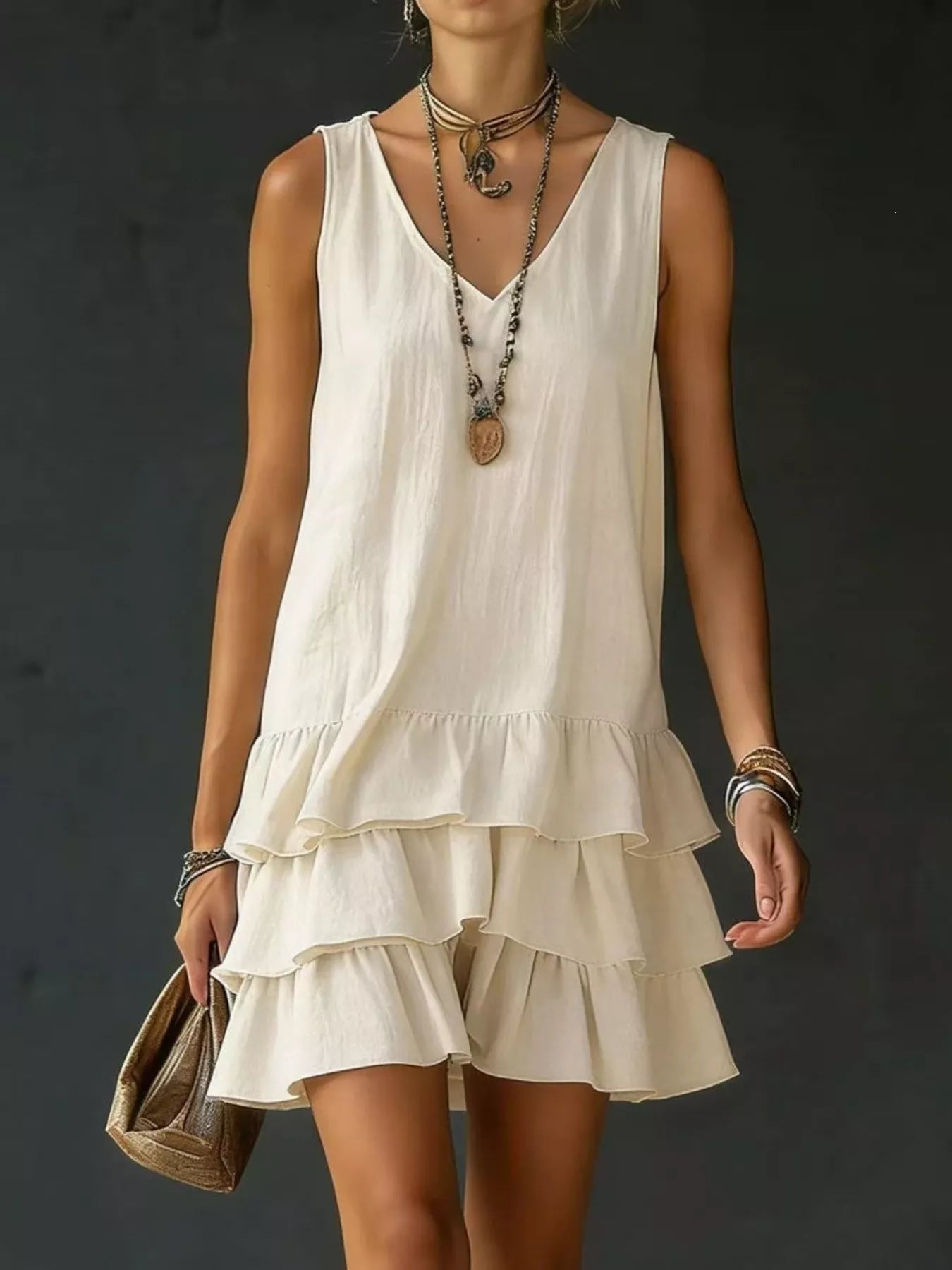 Full Size Ruffled Hem V-Neck Sleeveless Dress Plus Size - product image 10