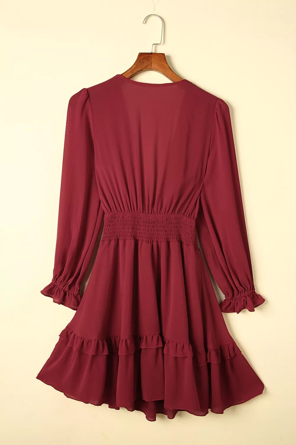 Elegant Tie-Front Ruffle Mini Dress with Smocked Wiast - product image 18