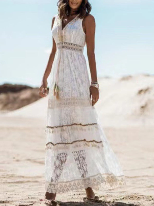 Lace V-Neck Sleeveless Maxi Dress - product image 4