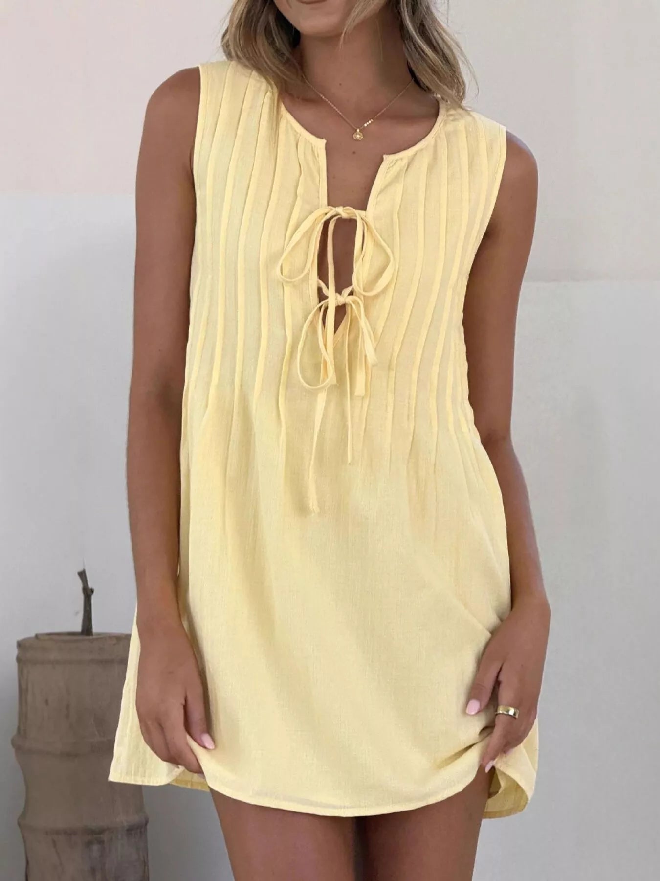 Sleeveless Tie-Front Mini Dress view 9 - Shopiebay