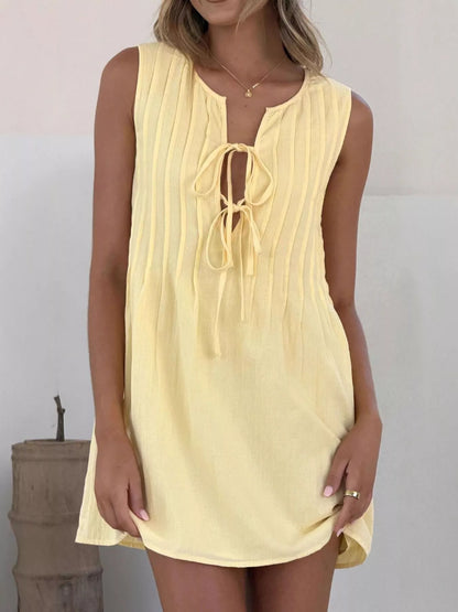 Sleeveless Tie-Front Mini Dress view 9 - Shopiebay