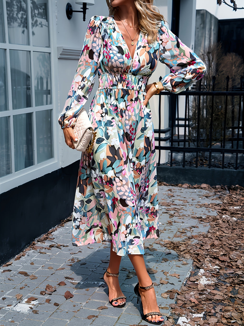 Floral Print Long Sleeve Midi Dress - product image 10
