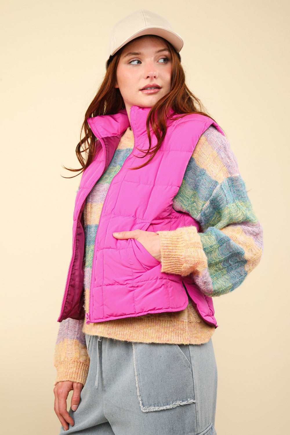 VERY J Zip Up Puffer Padded Warm Vest