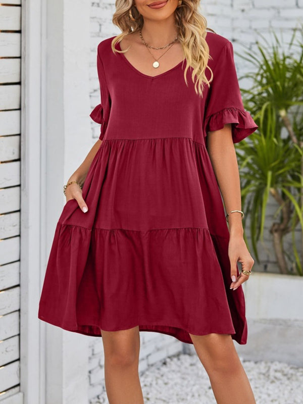 Ruffled Sleeve Tiered Mini Dress - product image 3