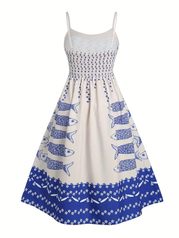 Sardine Print Spaghetti Strap Midi Dress - product image 9