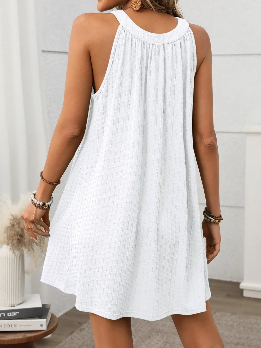 Textured Grecian Neck Mini Dress - product image 28