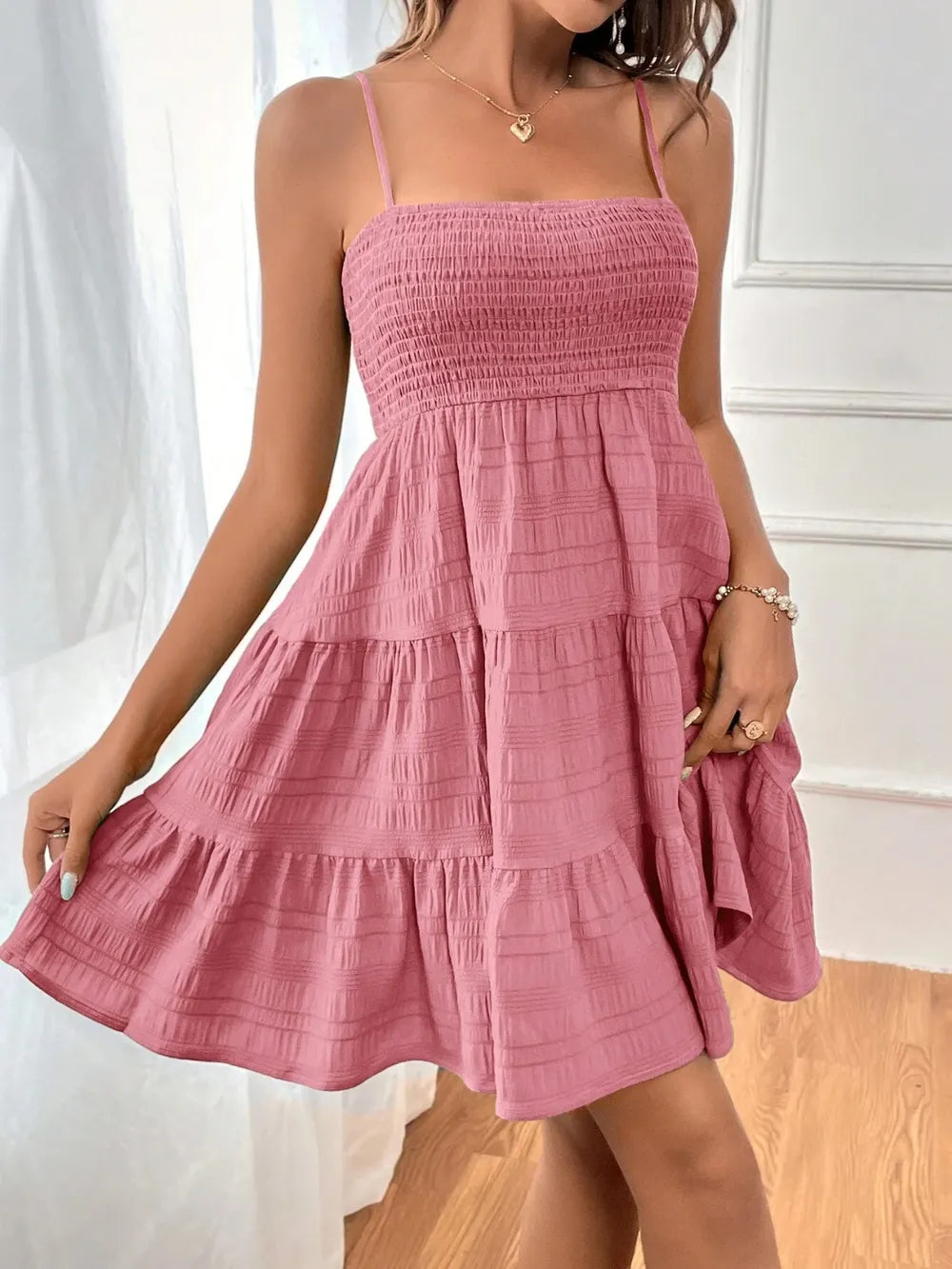 Smocked Tiered Sleeveless Mini Dress - product image 6