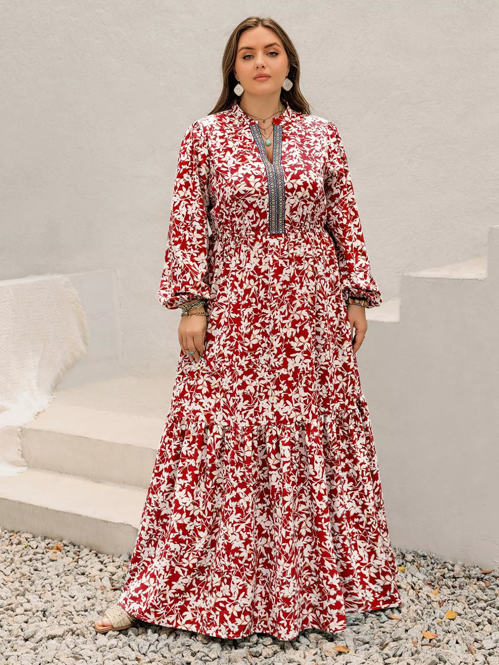 Plus Size Floral Print Long Sleeve Maxi Dress - product image 5