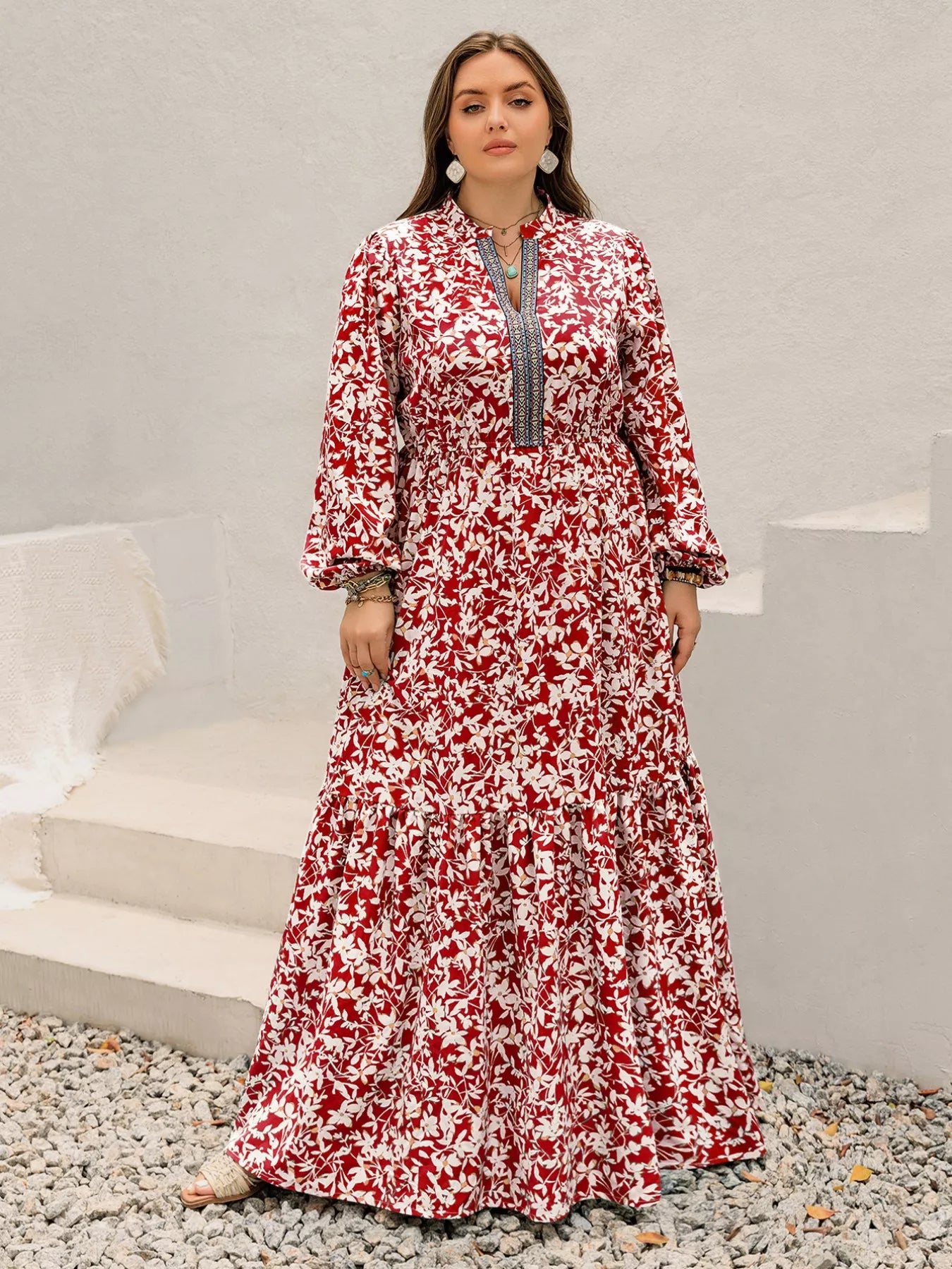 Plus Size Floral Print Long Sleeve Maxi Dress - product image 5