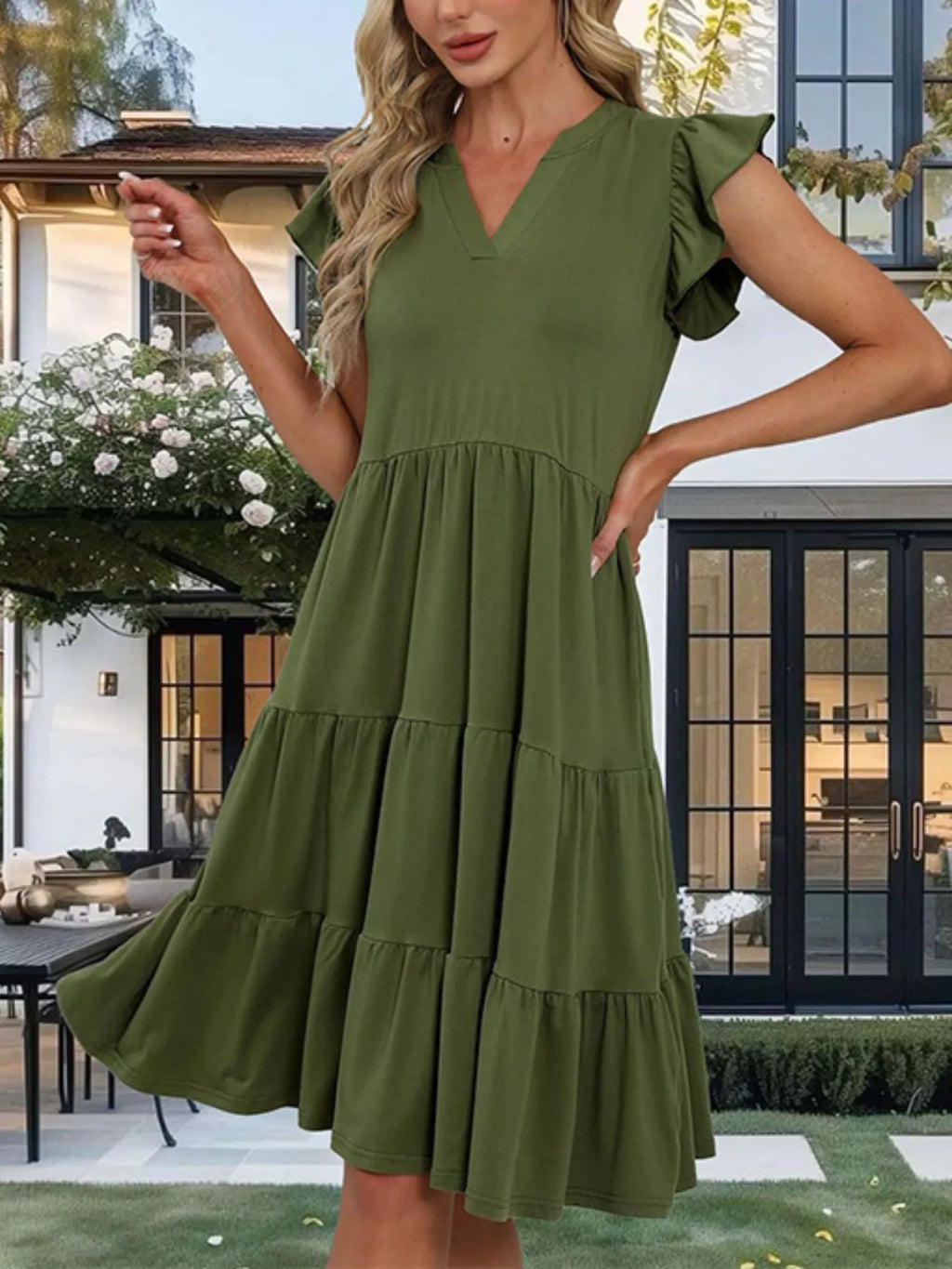 Ruffle Sleeve Tiered Midi Dress - product image 11
